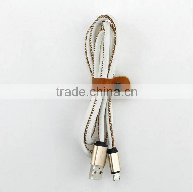 High Quality Colorful Leather Micro USB Data Line Charger Cable For Iphone5s 6 6splus Android Phones