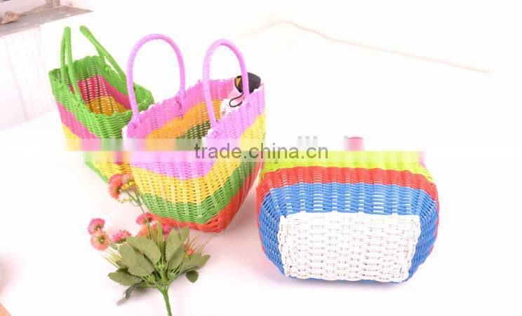 laundry soft cheap crochet PP straw bag woven shopping basket