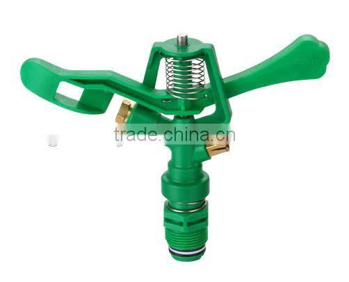Green plastic sprinkler with bronze nozzle 3/4"