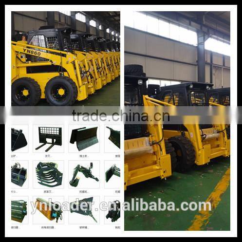 Mini Skid Steer Loade Yineng china YN860 joy stick and fork