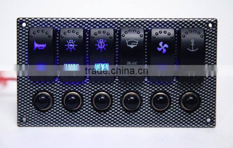 6 Gang thermals overload protector rocker switch panel