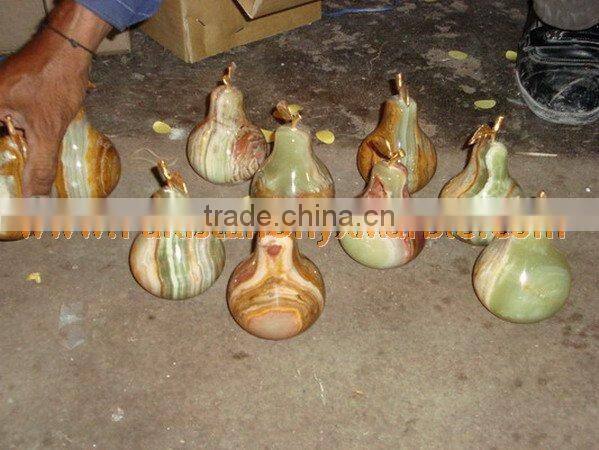 Pakistan Best Price KITCHEN AND DINING DECORATION ONYX PEAR WITH BRASS LEAF HANDICRAFTS