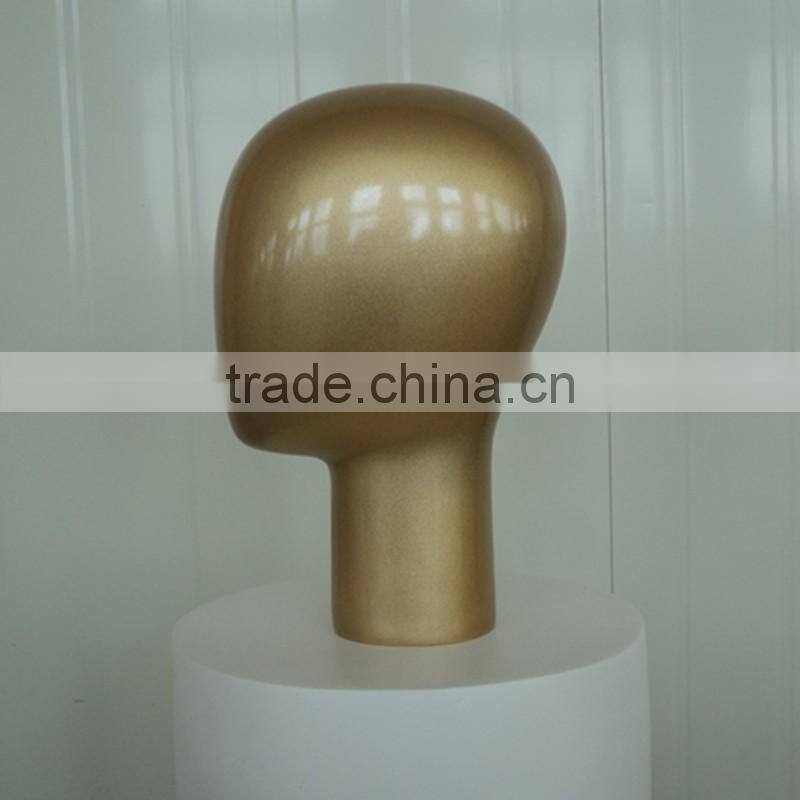 Golden Fiberglass Head Mannequin Display For wig