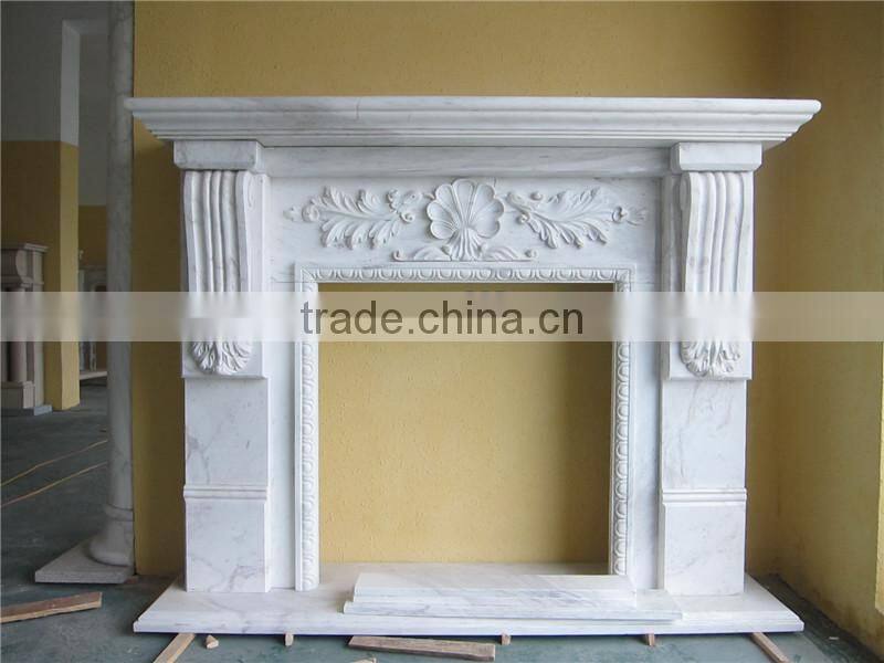 Volakas white marble fireplace