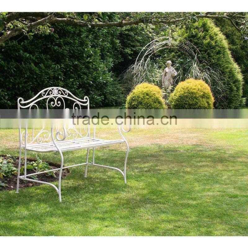 spring vintage white iron garden bench poland