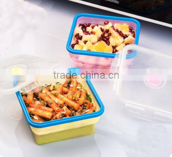 collapsible silicone bento lunch salad picnic box bpa free easy carry