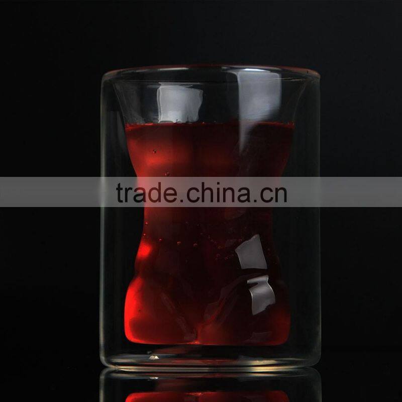 Customized Strong men double wall glass cup