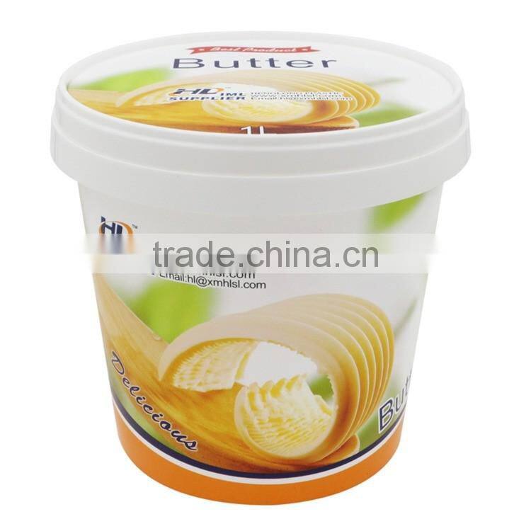 Food grade 1L round butter with IML logo plastic pot