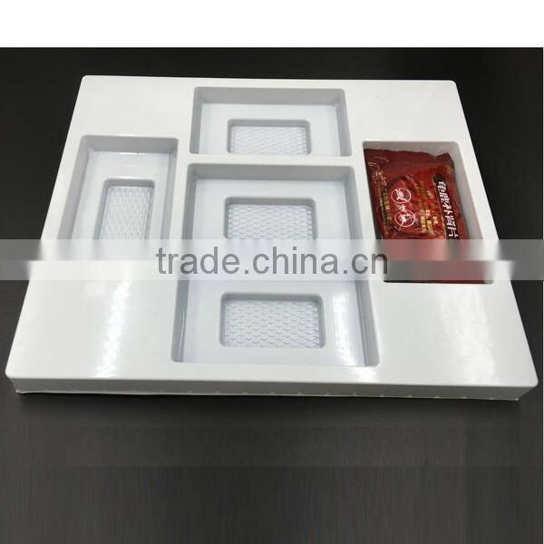 Clear and white food grade blister PET 4 compartment food tray