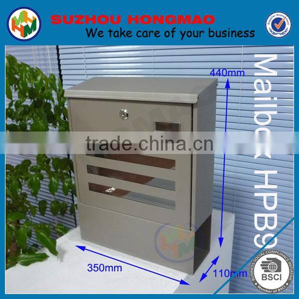 Large Capacity outdoor mailbox steel letter box with newspaper holder