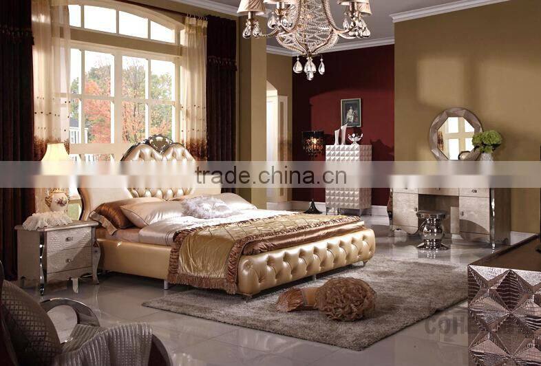 2015 Master king size leather bedroom furniture set / home bedroom furniture YC107 YC107