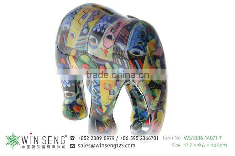 hot decoration hand painted OEM art decor cute novelty ceramic elephant piggy bank