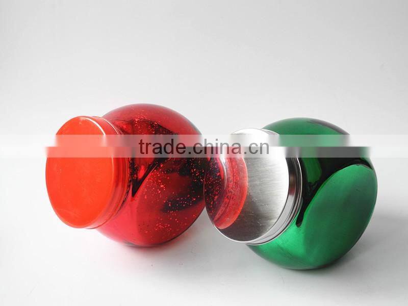 Globe Acid Etch Colored Apple Juice Jar for Decoration