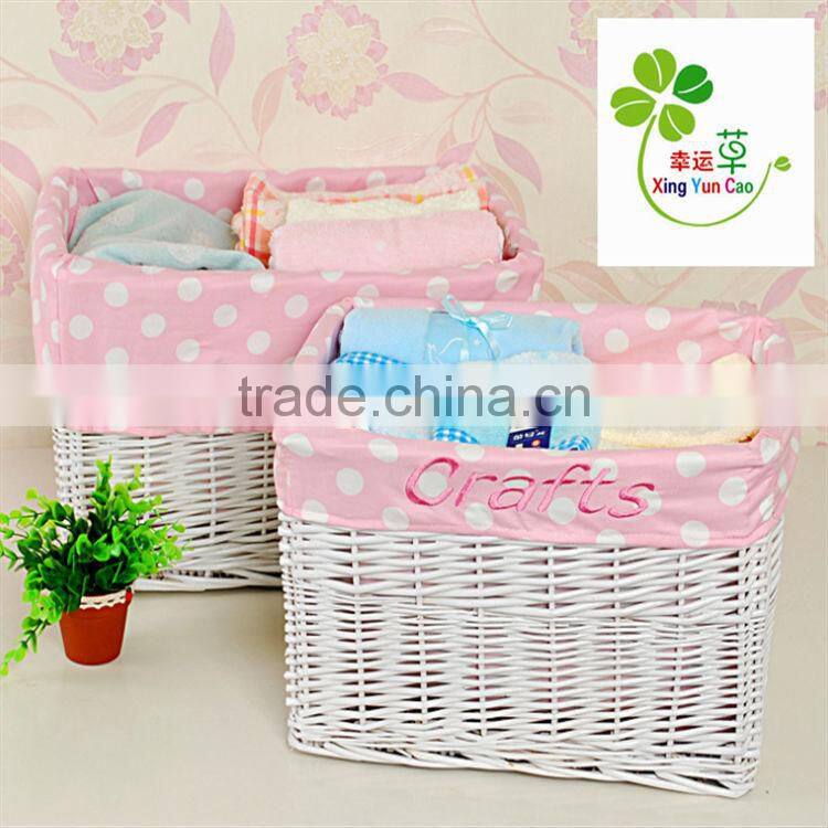 hot sale white wicker home storage basket willow garden product