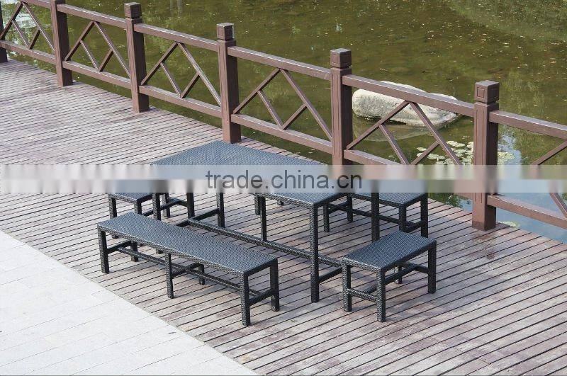 aluminum frame rattan table and chair dining set for garden