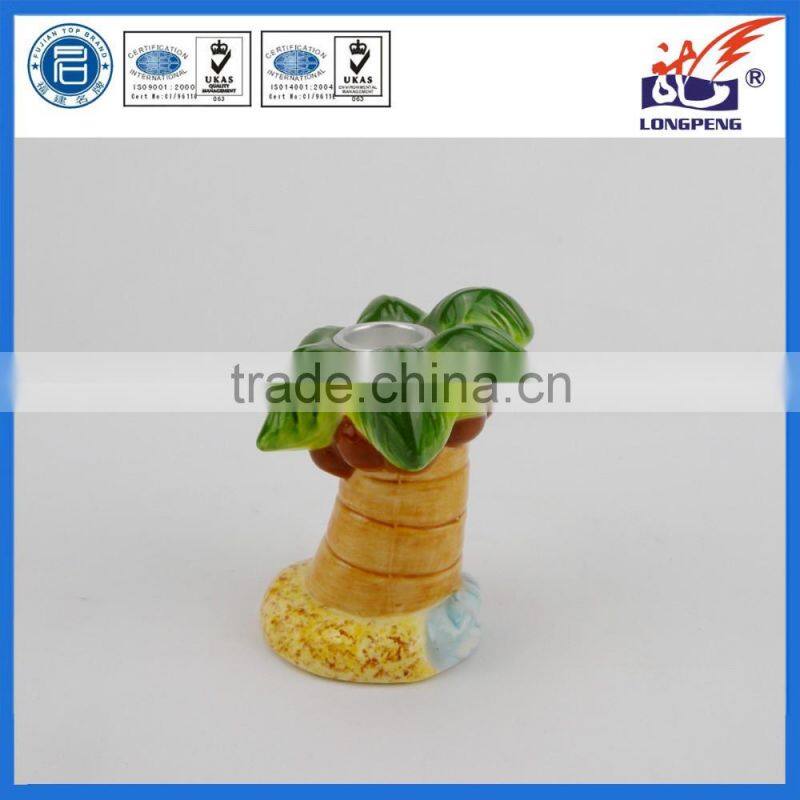 Tropical Ceramic Green Palm Tree Candleholder Candlestick Holders Wholesale