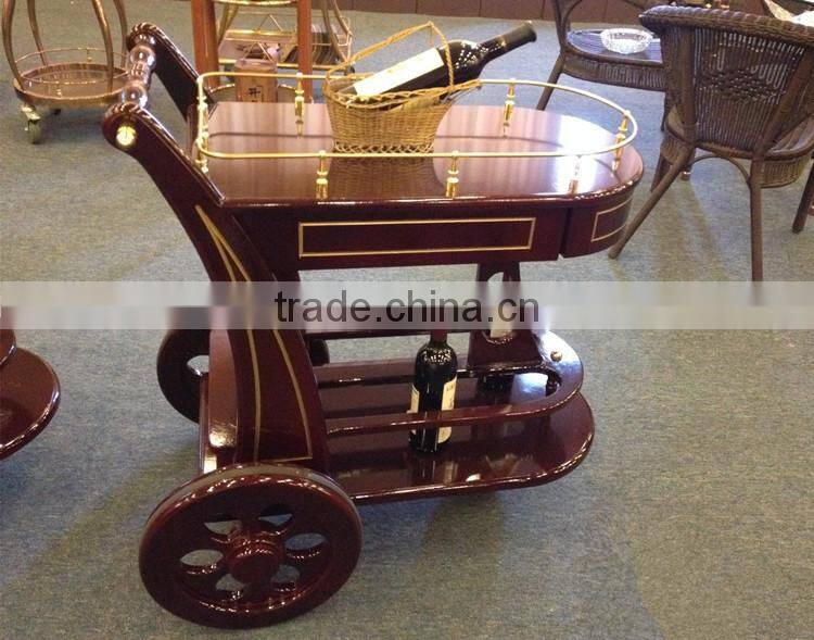 Luxury Wooden wine and liquor cart food service trolley C-32