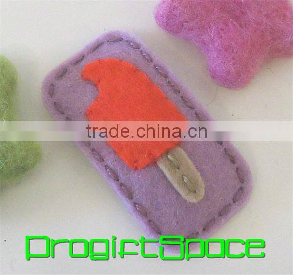 2017 Felt Hair Bow Clip with Blue and Pink Cupcake Shaped in China