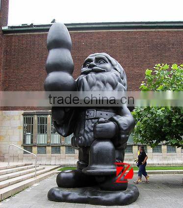 Large Bronze Santa Clous Statue with big Bell for square decoration