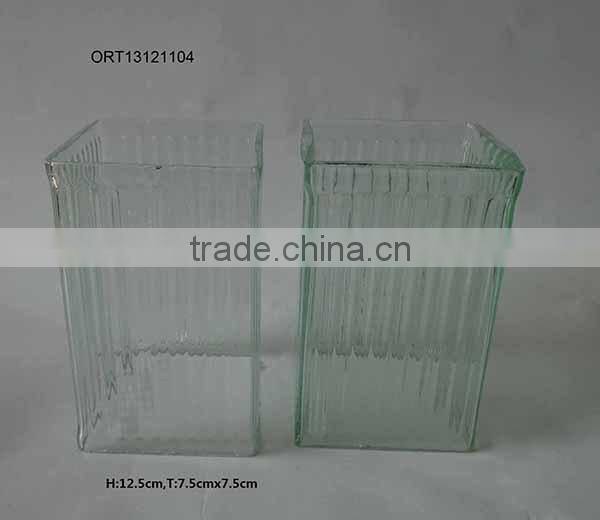 square ribbed clear glass shade,glass chimney