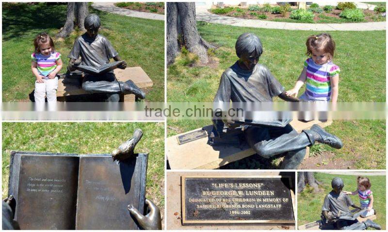 theme park sculpture metal craft bronze beautiful reading sculpture