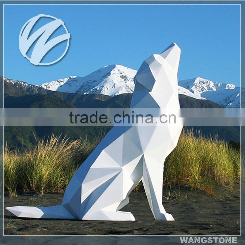 Roaring dog statue stainless steel modern sculpture