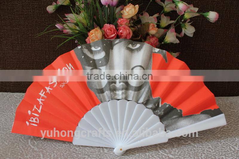 Customized logo foldable plastic paper hand fan