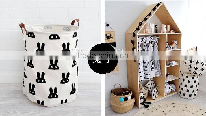 High Quality Canvas Laundry Basket Collapsible Kids Art Storage Systems With Handle