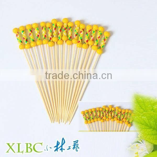100pcs per box double Yellow ball ass fruit toothpicks