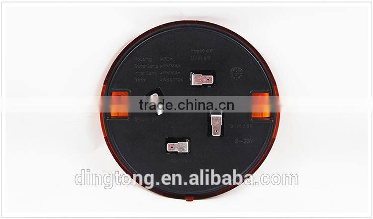 Waterproof ip68 truck trailer round rear lights 12v 24v led tail rear stop lamp