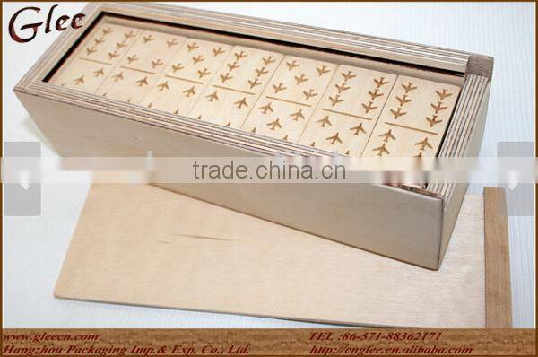 personalized wooden Domino game with aircraft theme wooden box