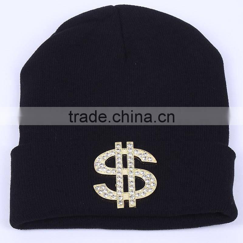 Fashion Hot Drilling CC Winter Beanies With Rhinestone