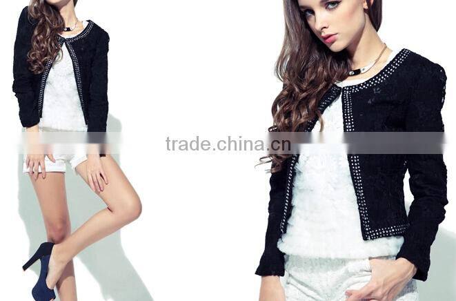 latest ladies quality coat black sheer wholesale factory women's coat