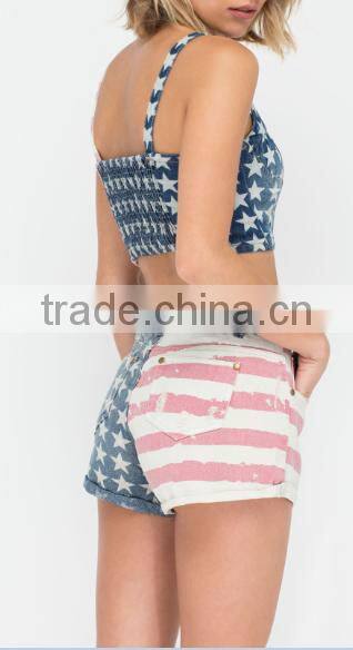 2017 Fashion American Flag Sets Woman Sexi Tops and Panty