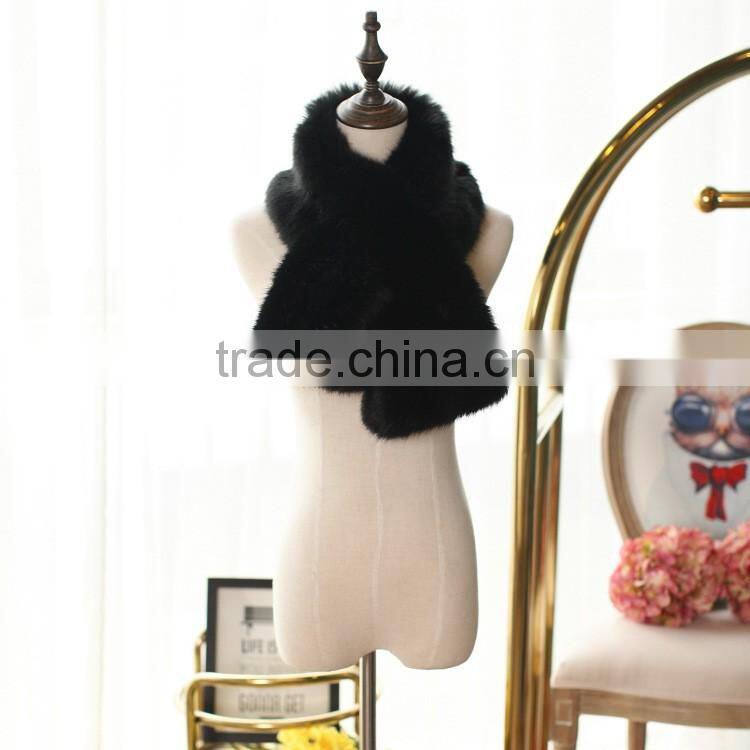 short colorful top grade Luxury vintage faux fox fur crossed scraf