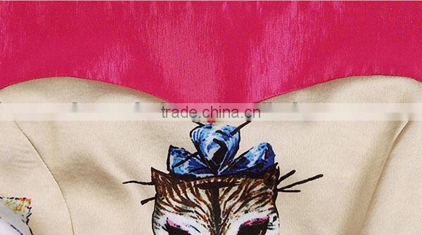 high-end fashion desig x-line cartoon printed square necked colourful girls party dresses