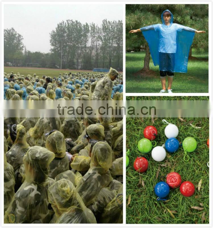 waterproof hooded disposable plastic raincoat rain poncho with sleeve and button