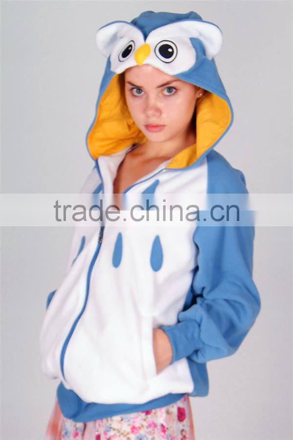 owl animal cotton hoodies brand man hoody with ears