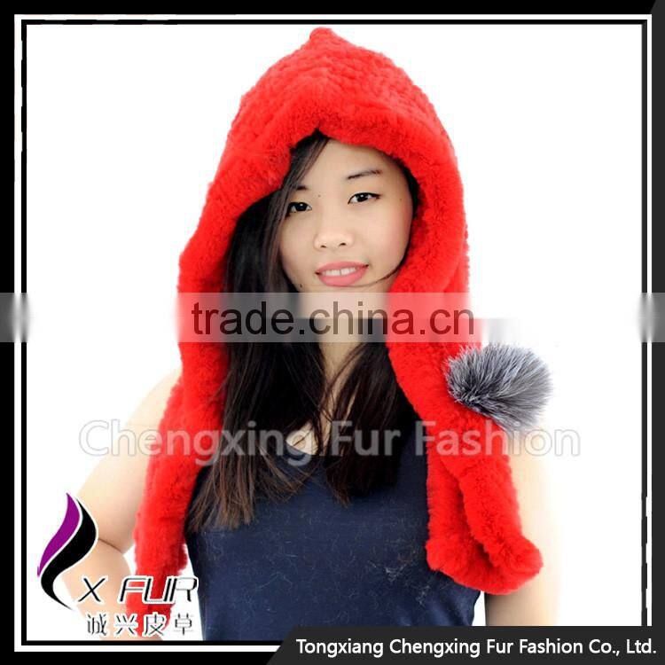 CX-C-242F 2016 New Women Warm Rex Rabbit Fur Knitting Hat