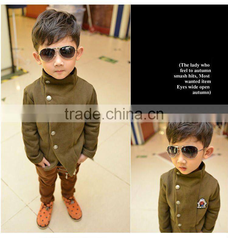High Quality Dark Blue British Style Children Wool coat For Boy