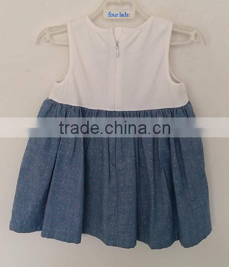 cute girls blue and white embroidered dress for summer