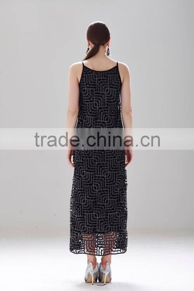 Fashion crochet knitting dress pattern free maxi ladies strapped dress SR-D9788