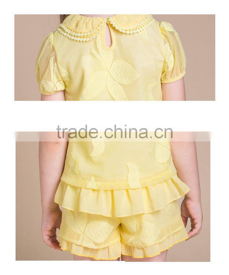 Fashion Puff Sleeve Girls Boutique Clothing Set Wholesale Children's Clothes
