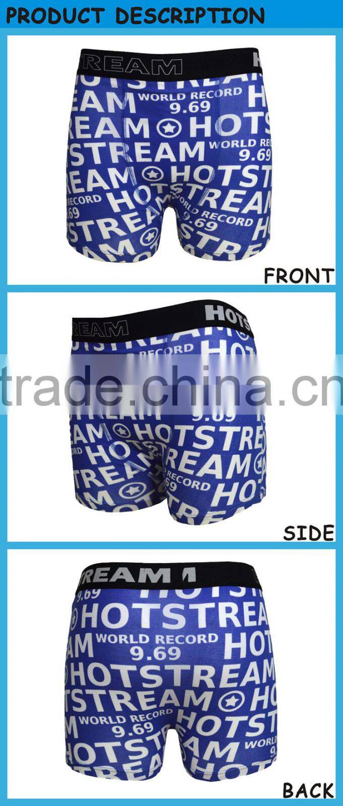 Plastisol Letters Printed Man's Underwear Boxer Cotton Fabric Briefs Shorts