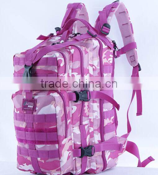 Outdoor adventure couple camo backpack/pink hiking hunting backpack