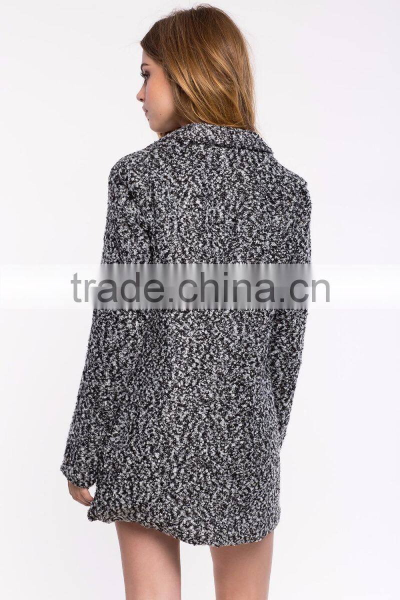 New arrival notch collars women coat elegant long sleeves winter coat woman