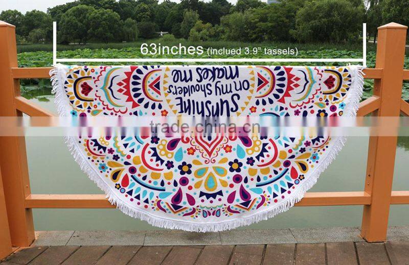 Soft Super Water Absorbent Multi-Purpose Beach Picnic Blanket Mat bohemian round beach mat