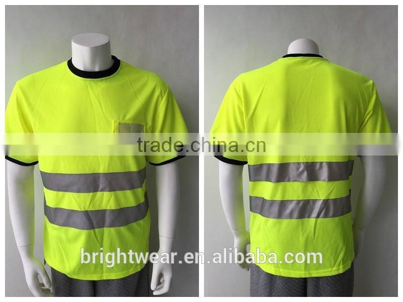 100% polyester pique fabric hi vis short sleeve custom safety T-shirt