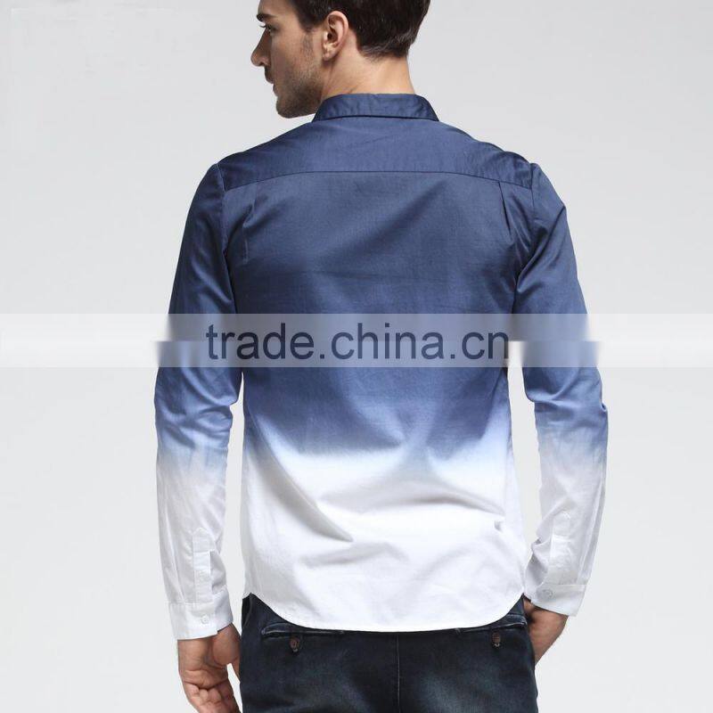 2015 100% cotton new design dip dye shirt for men