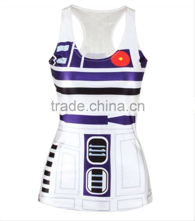 Top Fashion Women's Sublimation Printed Sleeveless T Shirt Vest Tank Tops sports clothes